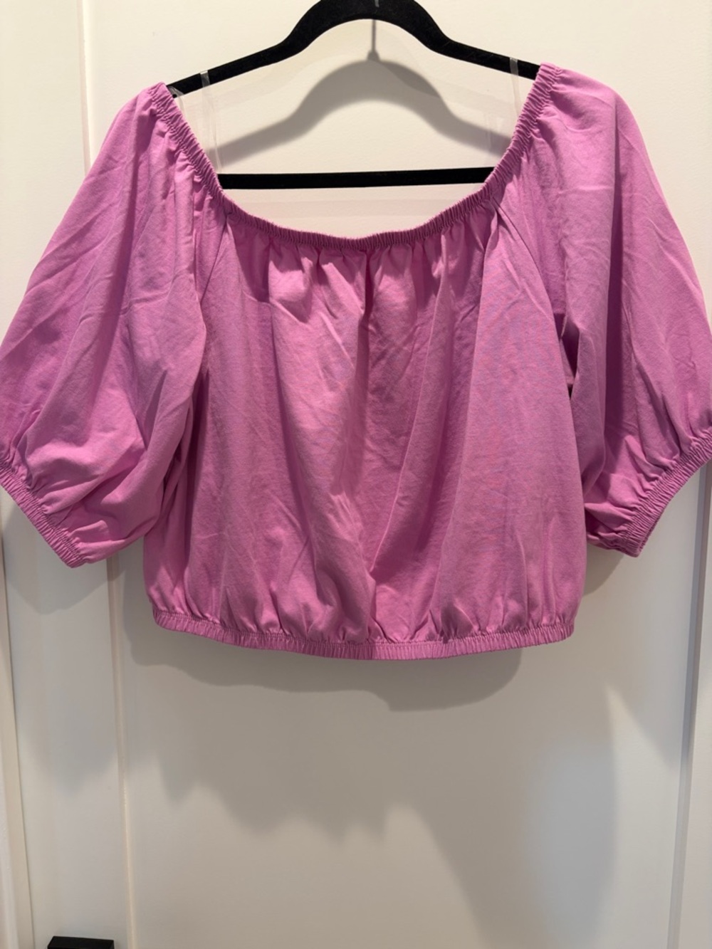 Old Navy Pink Off-Shoulder Puff Sleeve Crop Top